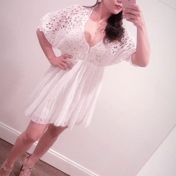Free People Dresses & Skirts - Free People Bella note white eyelet mini dress